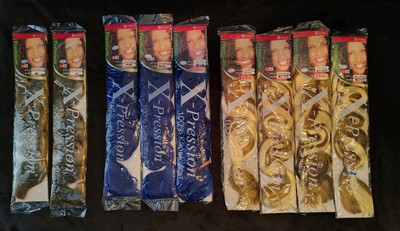 NIP Lot Of 9 X-Pression Braiding Extensions 82'' Long Blue 27 27/613 Kanekalon 