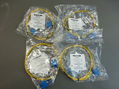 *Lot of 4* Black Box FOSM-001M-SCSC OS2 9-Micron Single-Mode 3.2' Yellow Fibe...