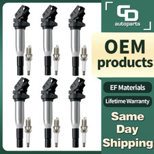 UF667 6 Ignition Coil + 6 Spark Plug for BMW 328i 335i 435i 528i X5 X6 Z4 M4 M8