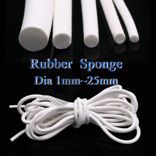 1mm~25mm Round Silicone Rubber Foam Seal Sponge Strip Sealing White Round Rod - Afbeelding 1 van 5
