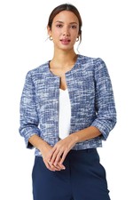 Collarless Cropped Boucle Jacket For Women Uk - Ladies Roman Originals 