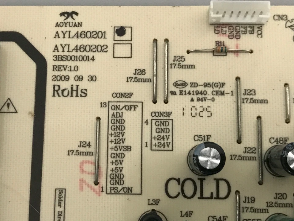 AYL460201, AYL460202, 3BS0010014, AYL460201-001, LC46VF60, VIORE POWER SUPPLLY - Image 2 of 4