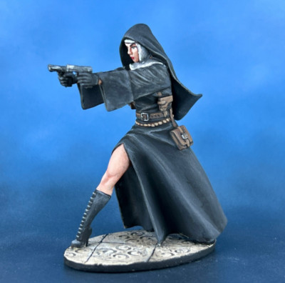 miniature nun with pistols. DnD Macho Women with Guns. Renegade Nuns on Wheels