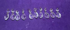 12 Old Tear Drop Chandelier Glass/Crystal/Prisms 1 1/2” with bead Hook