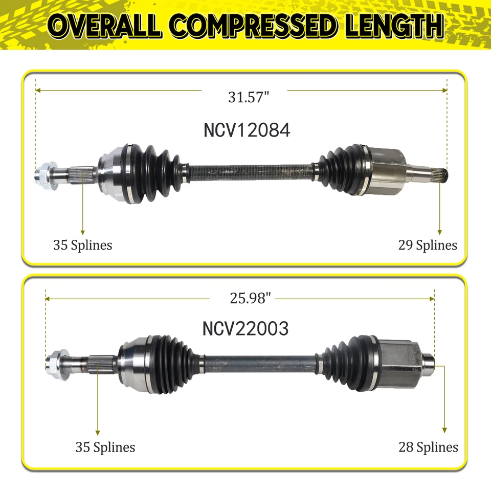 Front Pair CV Axle Joint Shaft for Ram ProMaster 1500 2500 3500 3.6L 2014-2021 - Image 2 of 4