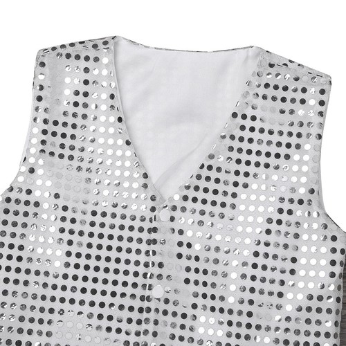 Boys Girls Shiny Sequins Sparkly Dancing Tops Shirt Stage Performance Dancewear - Picture 36 of 44
