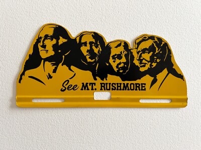 Rare Old Vintage Mt. Rushmore Memorial Metal License Plate Topper Souvenir 