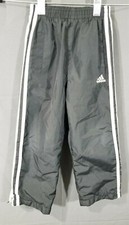 Adidas Size 4 Black White Basketball track pant Inseam 16" w Pockets hem zippers
