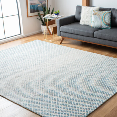 SAFAVIEH Micro-Loop MLP353M Handmade Blue / Ivory Rug