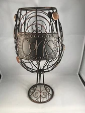 Decorative Art Cork Cage Holder Wine Glass Shaped Bronze 12"