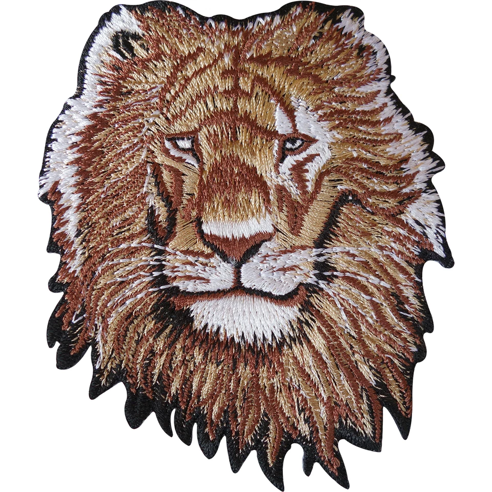 Parche Iron On Lion/Coser Insignia Bordada para Chaqueta de Tela Jeans Bolso Artesanía