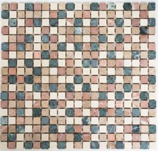 Mosaïque carreau marbre pierre crème beige rouge vert sol 38-1204_f | 10 plaques