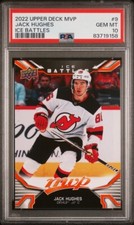 2022 Upper Deck MVP Hockey Jack Hughes Ice Battles Card #9 PSA GEM MT 10