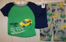 Carter's Race Cars Flame Resistant 3 Piece Pajama PJ Set Boys Size 6 / 9 Months