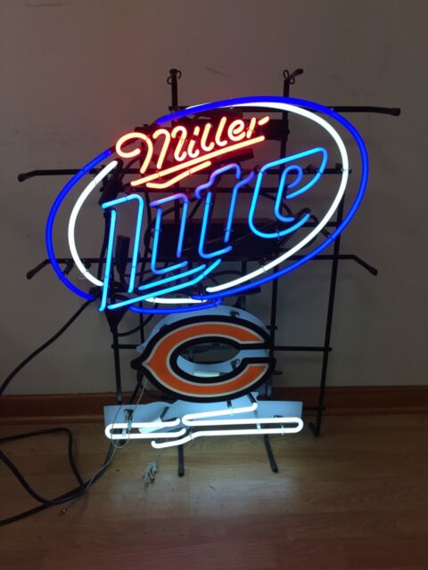 Chicago Bears Miller Lite Beer Grand Signe au néon