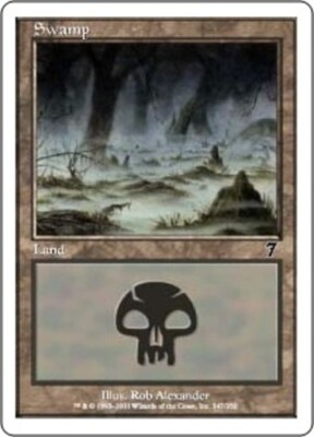 Swamp (347) - Foil ~ Moderately Played 7th Edition Seventh MTG