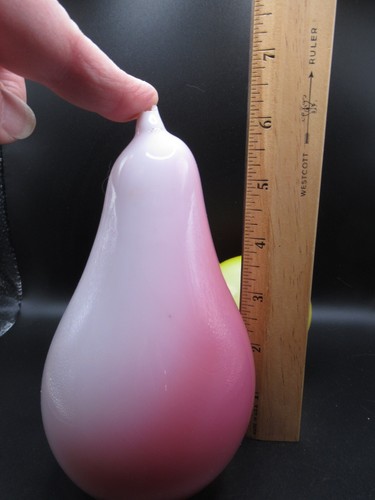 Vintage Hand Blown Glass unfinished Pears Milk glass with pink orange Amberine - Picture 12 of 13