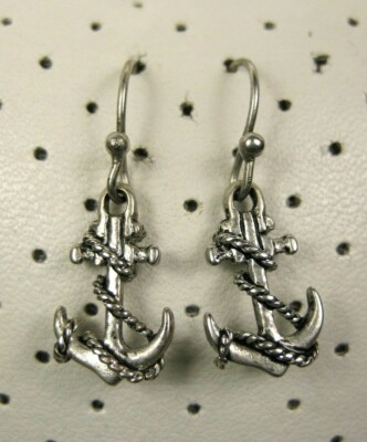 3D Ship/'s ANCHORS Silver Plated Dangle Hook Earrings NEW nautical charms