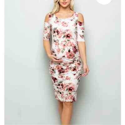 My Bump Maternity Harley Floral Bodycon Dress Cold Shoulder Short Sleeved  XL