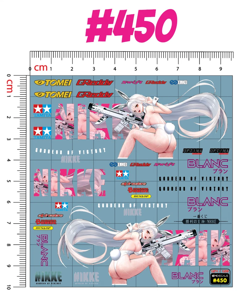 1x NIKKE  Anime Water Slide Decal White Toner  1/24 - 1/28 RC Model Dicast # 450 - Image 2 of 4