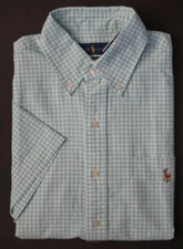 NEW POLO RALPH LAUREN CLASSIC FIT GREEN GINGHAM SHORT SLEEVE SHIRT SMALL