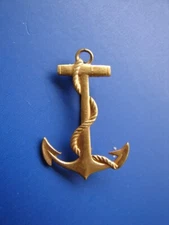 Vintage Anchor & Rope Lapel Pin Back U.S. Navy Gold Color 1- 1/2"