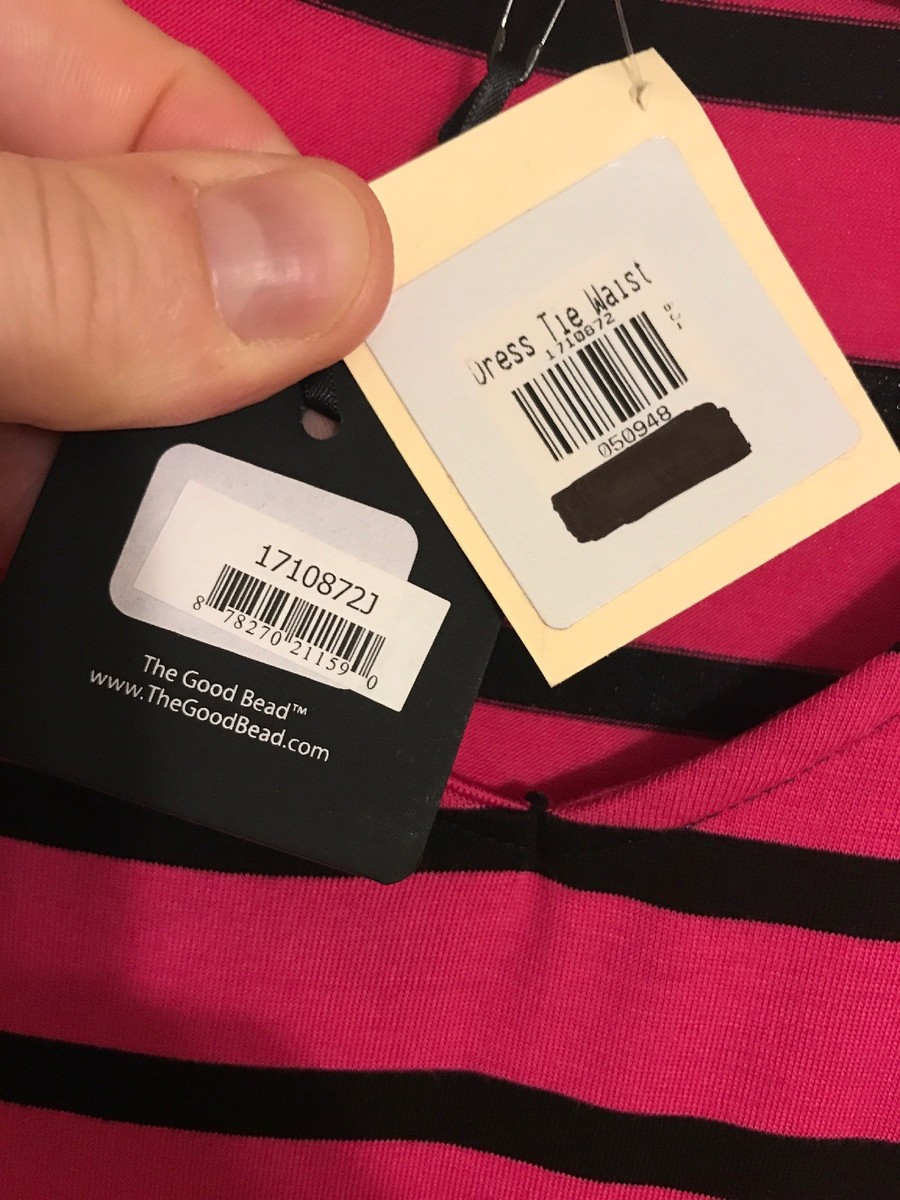 COCO+CARMEN Sz S/M Jersey Tank Dress Tie-Waist Pink Black Stripe