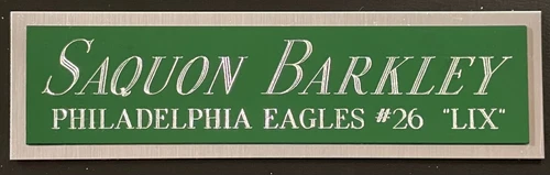 SAQUON BARKLEY EAGLES NAMEPLATE AUTOGRAPHED Signed Football HELMET JERSEY PHOTO