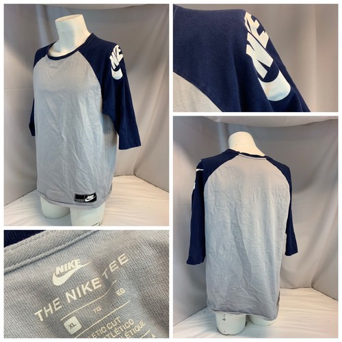 Nike Baseball Undershirt Tee XL Men Gray Blue Sleeves Crew Cotton YGI