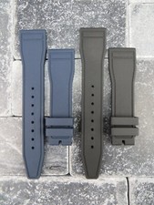 New 20mm Genuine Rubber Strap Black Blue Diver Watch Band for IWC Pilot