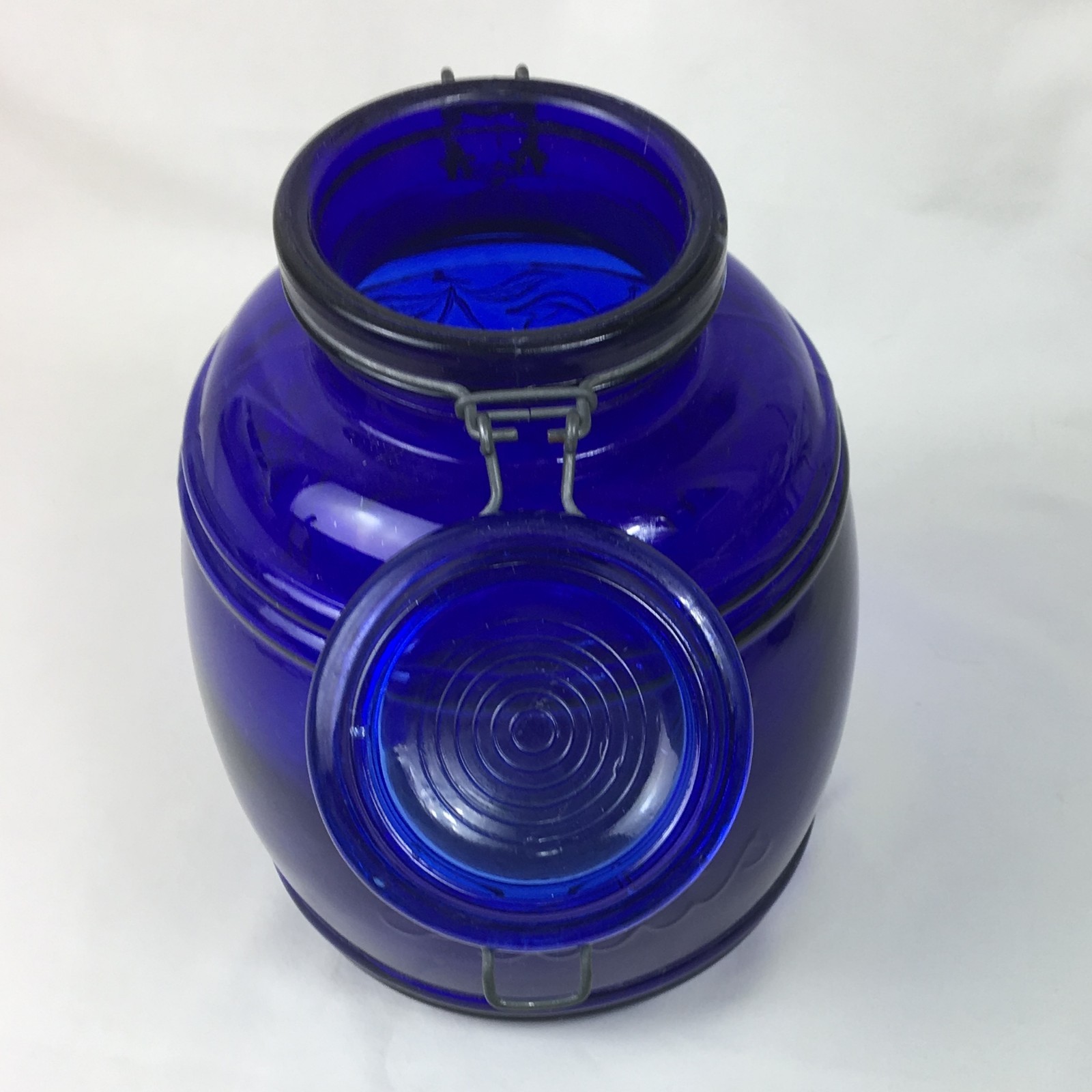 Vtg Casadis Milano Cobalt Blue "Baril de Fruits" Glass Preserving Jar