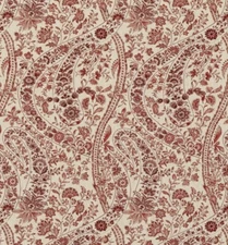 GP & J BAKER CURTAIN FABRIC 'BUKHARA PAISLEY - RED' 6.8 METRES - 100% LINEN