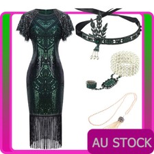 Deluxe Ladies 20s 1920s Roaring Flapper Costume Sequin Gatsby 20's Fancy Dress