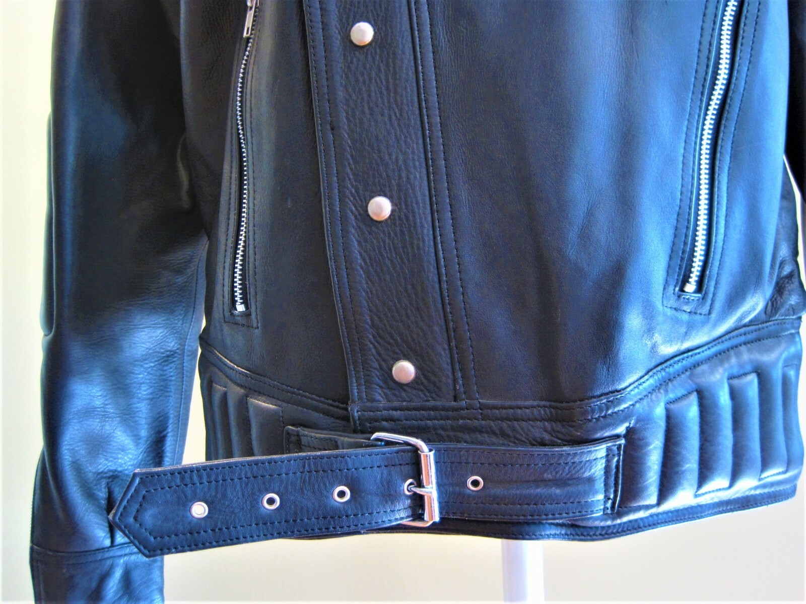 Park V Heavy Belted Leather Motorcycle Biker Jacket B… Gem