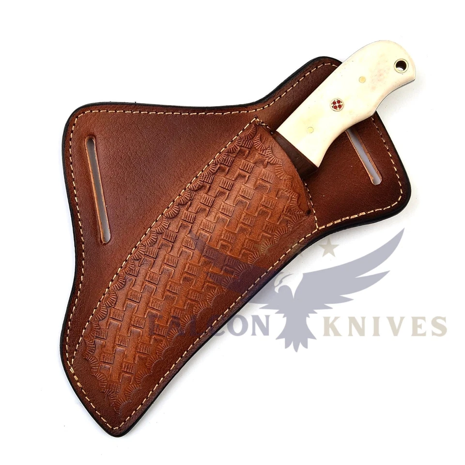 Cuchillo carey de liniero hecho a mano con funda, cuchillo de electricista de hoja fija Foto 4 de 4