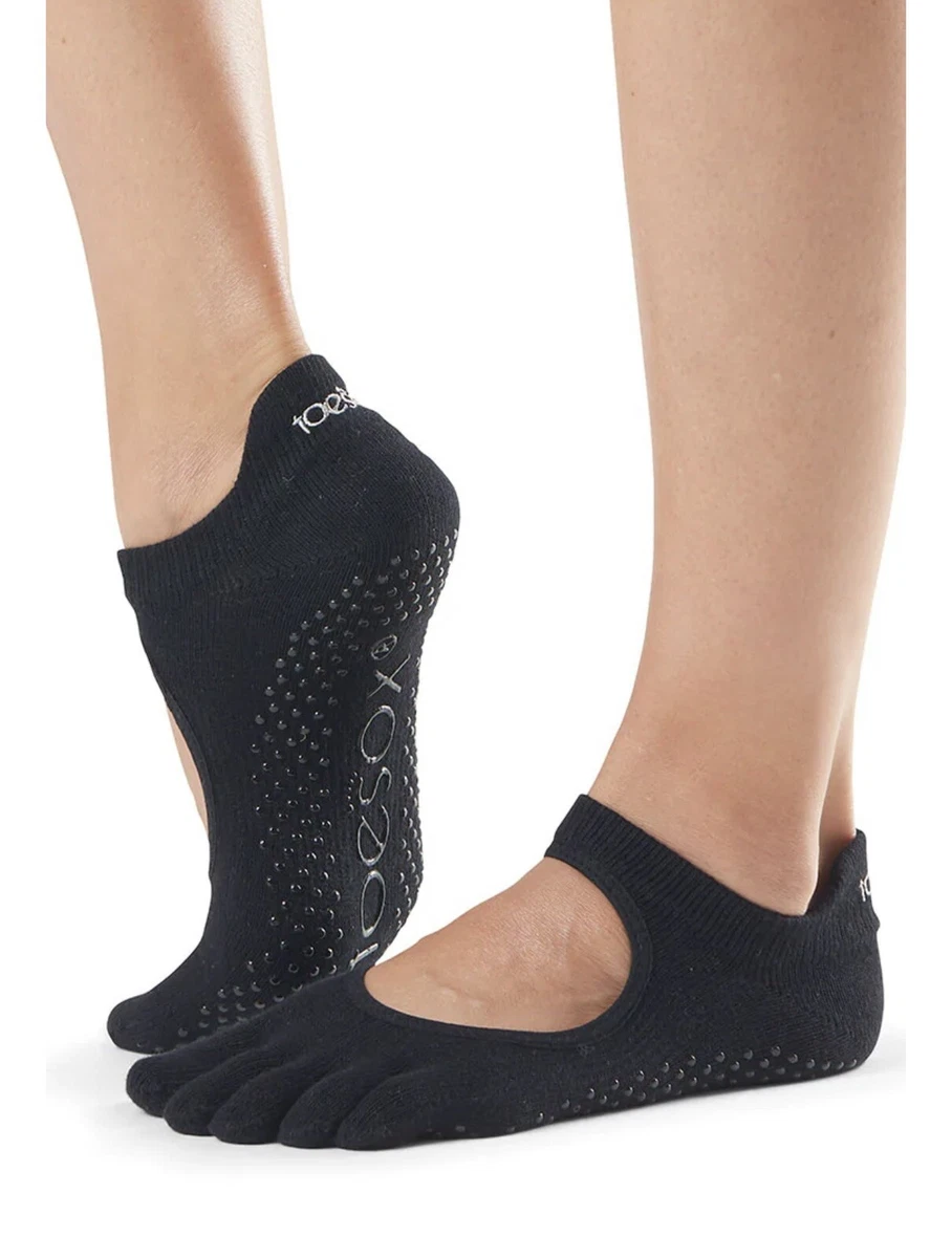 3 Sets TOESOX FULL TOE BALLARINA WOMEN S YOGA SOCKS BLACK SIZE