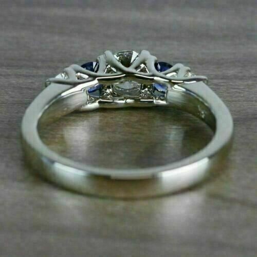 925 Sterling Silver Round Moissanite Women's Wedding Ring 14k White Gold Plated - Bild 4 von 5