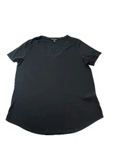 Athleta V Neck T Shirt Womens Large Black Soft Stretch Casual Basic Tee