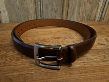 NEW 48 Full Grain Italian Leather Shiny Brown Belt w/Silver Buckle 1217X - NWOT