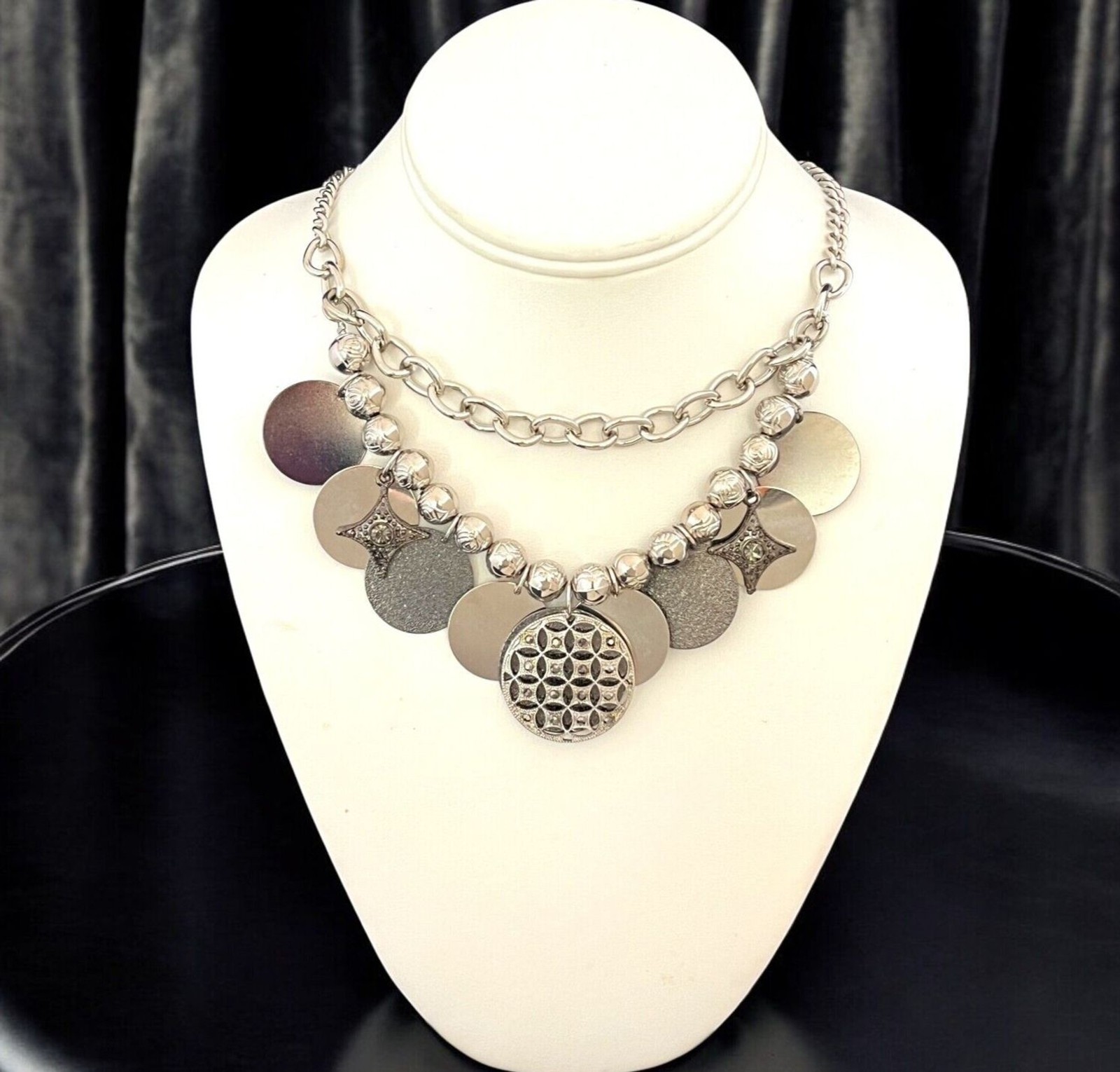 Spring Street Statement Necklace Gray Crystals Si… - image 2