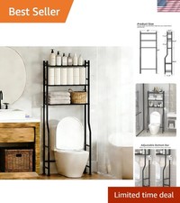 3-Tier Over The Toilet Storage, Freestanding Metal Bathroom Shelves with 4 Ho...