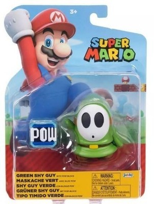 JAKKS Pacific Super Mario 4 Inch Green Shy Guy Action Figure with POW Block