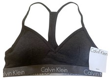 Calvin Klein Motive Cotton Lightly Lined Bralette Women s Medium Charcoal New