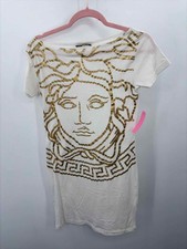 Pre-Owned Versace White Size 1 Printed T-Shirt Knee Length Short Sleeve Dress