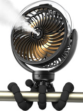 Rechargeable Clip On Stroller Fan Flexible Tripod Portable Cooling Fan Black