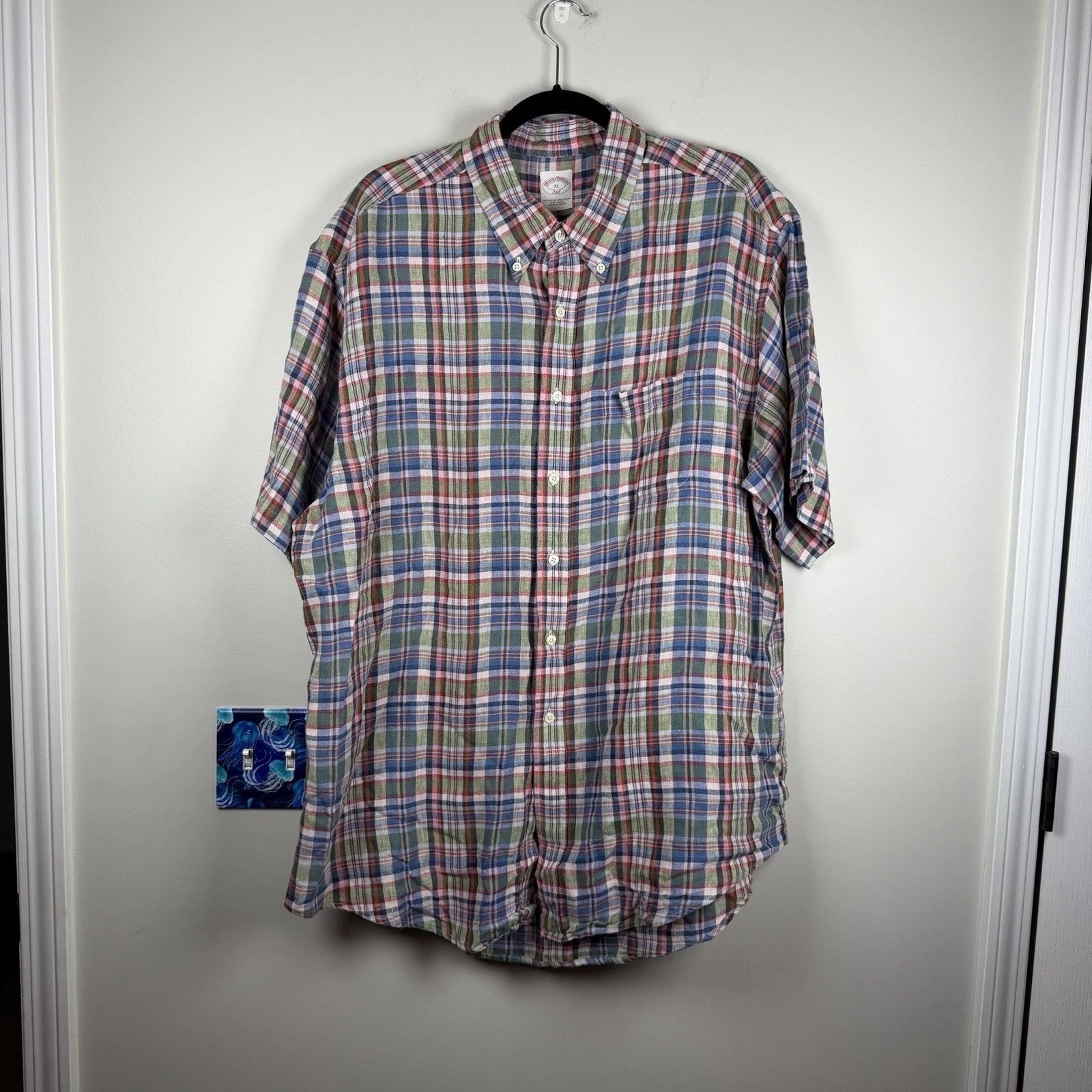 Brooks Brothers Button Down SS Shirt Mens Multicolor Plaid XL 100% Linen Preppy
Opens in a new windo