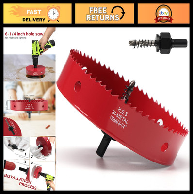 6-1/4'' Hole Saw for Recessed Lighting, HSS Bi-Metal Cutter, 32mm Depth, Hex Shan