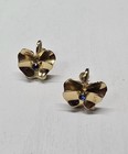 Vtg Gold Over Sterling Silver Blue Rhinestone Screw-on Earrings