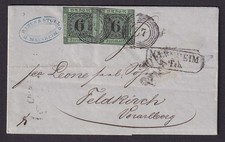 AW144) Baden Nr. 3 per 2 auf Brief Mannheim nach Vorarlberg Michel 220 Euro