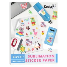 KOALA Sublimation Sticker Paper Glossy White Waterproof Vinyl 8.5x11 inch 25 ...